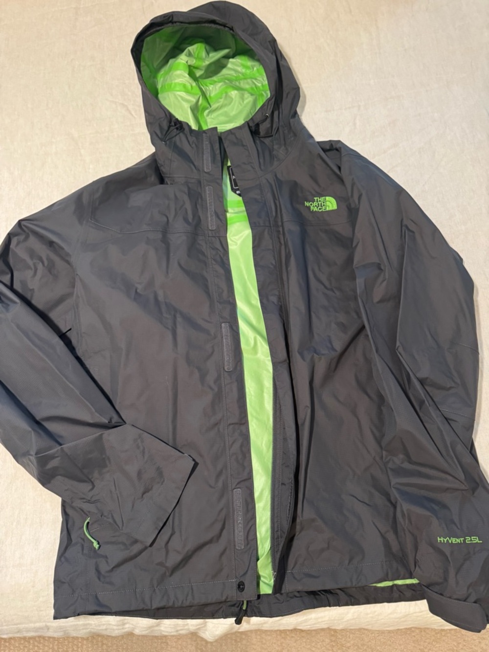 The North Face Black Jacket with Lime Green Lining